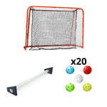 Träningspaket: Innebandymål 115 x 160 cm (ihopfällbar) - Passer Saucer PRO - Crater MIX 25-pack-Innebandy24