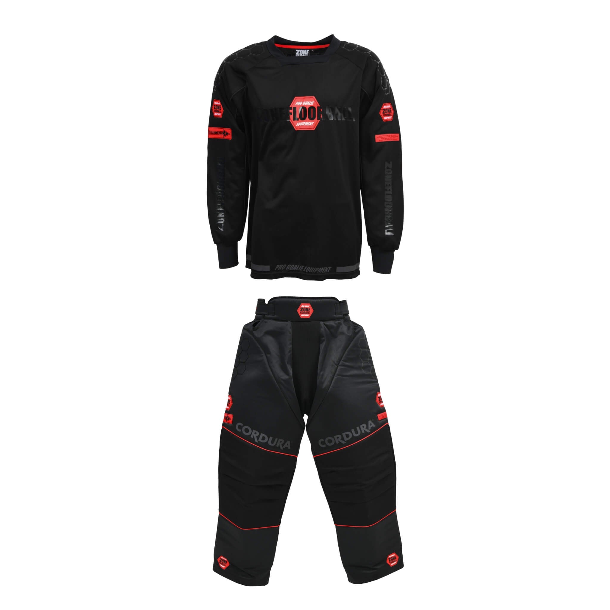 Zone Målvaktspaket SR: Tröja och Byxor PRO Black/Red-Innebandy24