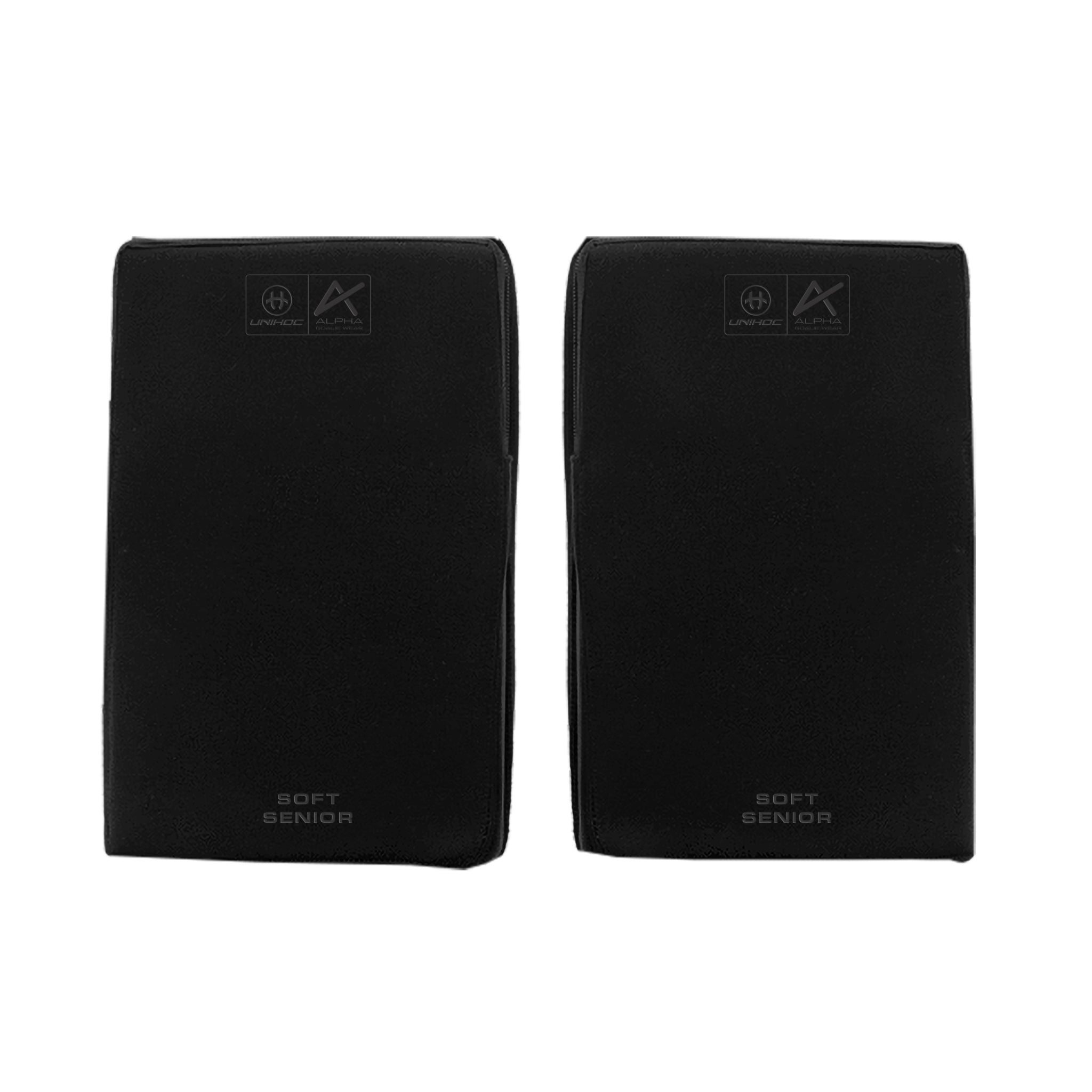 Unihoc Goalie Padding Shinguard ALPHA Soft SR Black 2-pack-Innebandy24