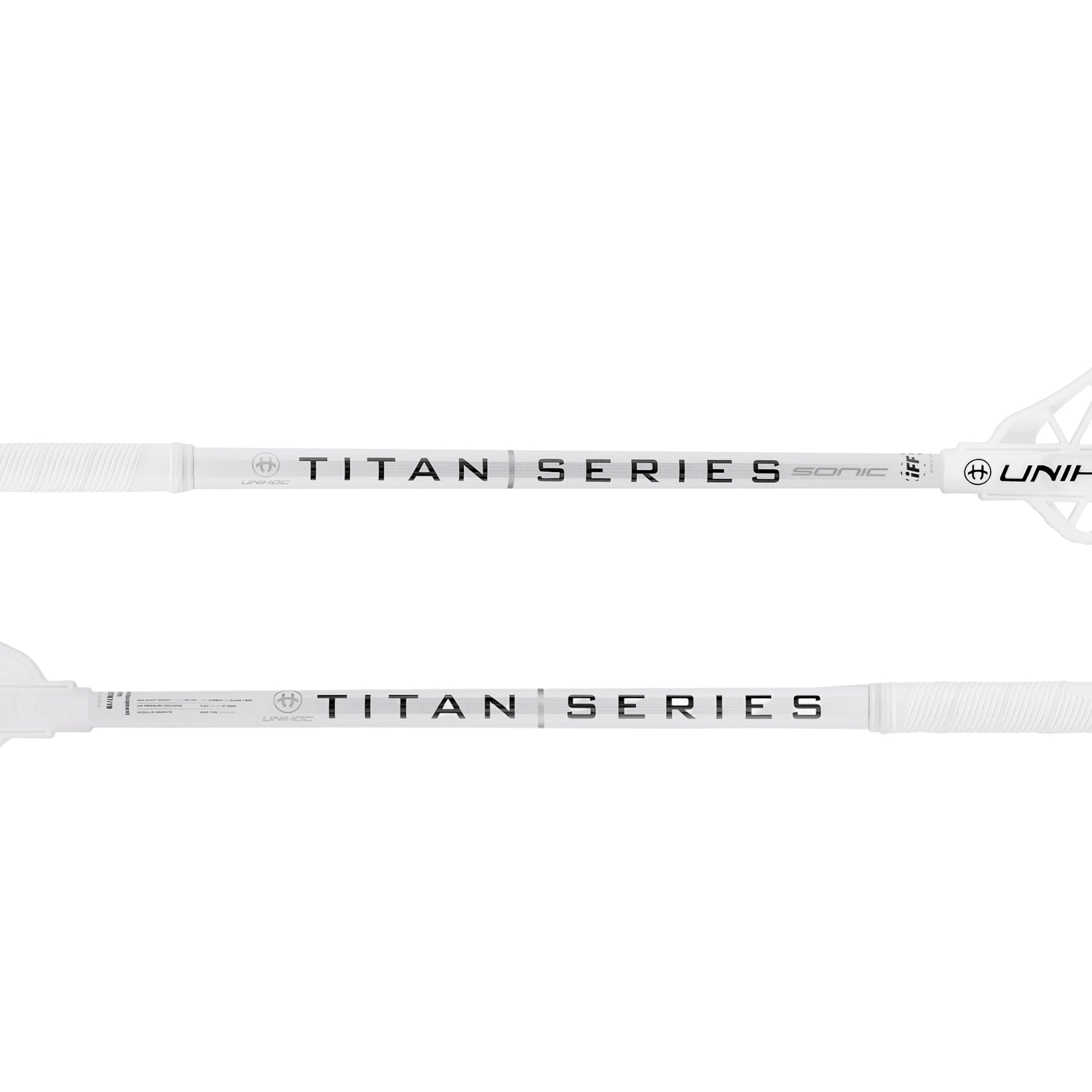 Unihoc Innebandyklubba SONIC Titan Curve 2.0º 26 White, Vit innebandyklubba från Unihoc, Detaljbild på innebandyskaften