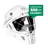 Unihoc Målvaktshjälm INFERNO 66 (Round Cage) White/Silver
