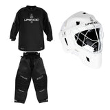 Unihoc Målvaktspaket ALPHA Evolab SR: Hjälm, Tröja & Byxa Black/Silver/White