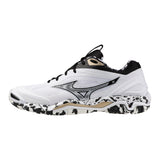 Mizuno Innebandyskor WAVE Stealth 6 White/Black/GE Gold
