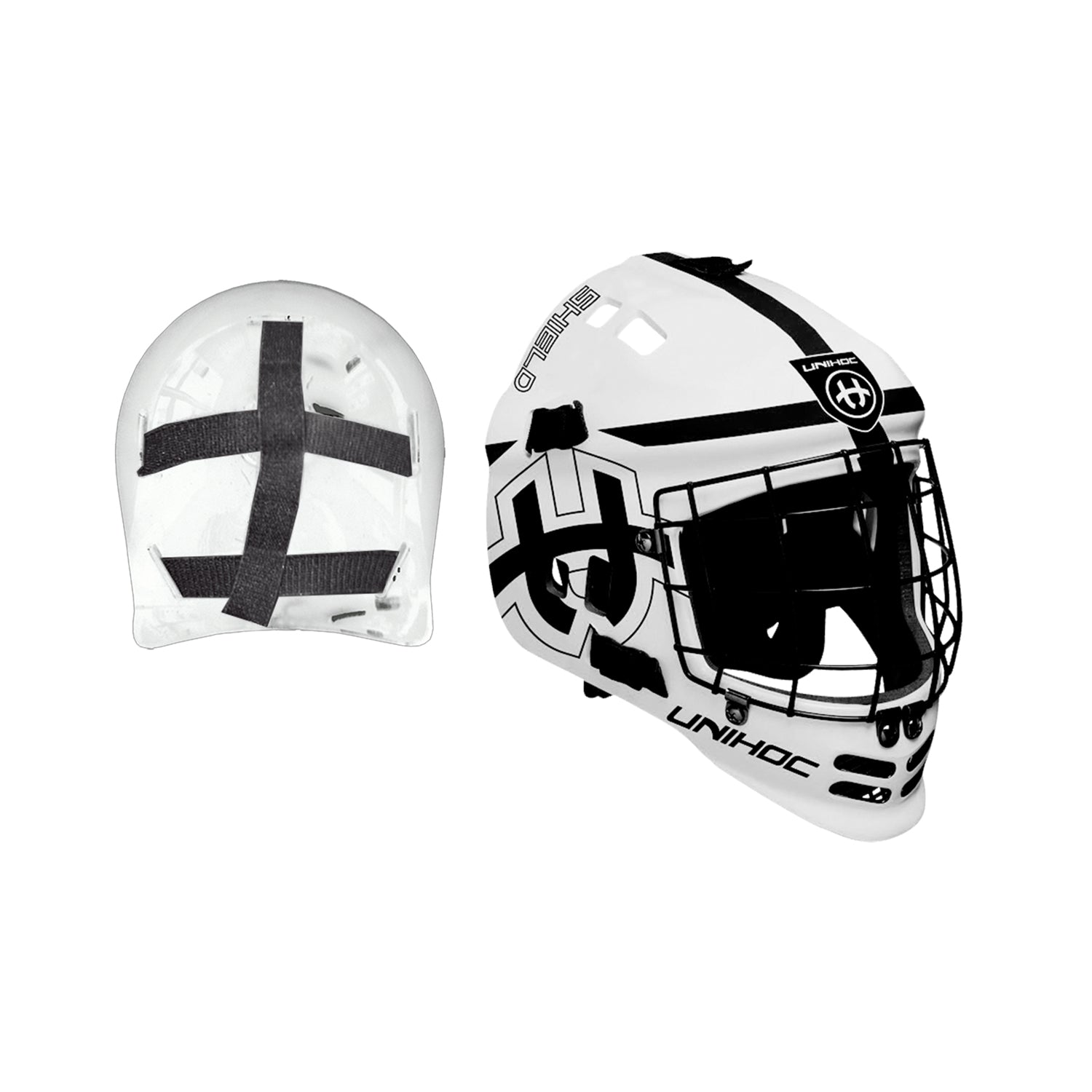 Unihoc Målvaktshjälm SHIELD White/Black-Innebandy24